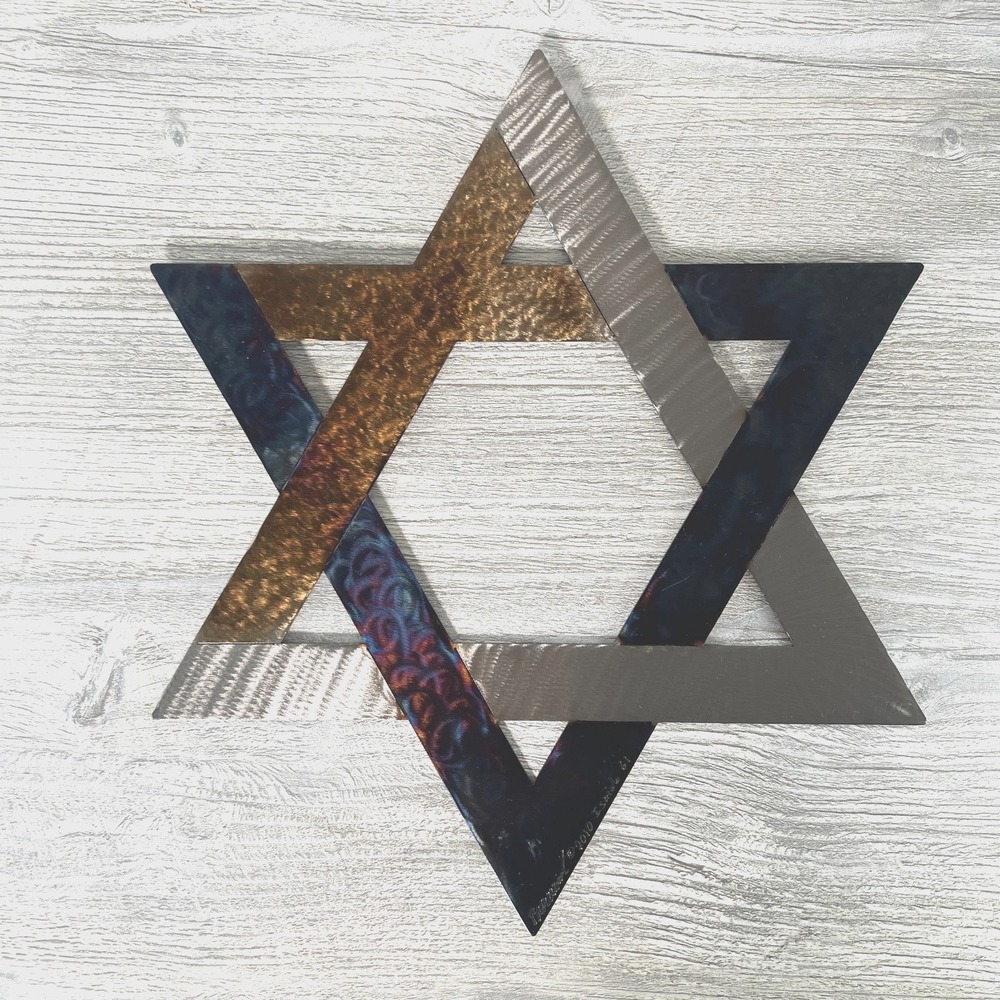 Star of David Wall Art 12" x 12" Polished Textured Jeweled Carbon Steel 2010 - Picture 2 of 12